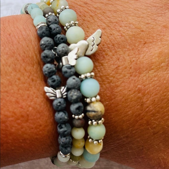 Essential Oil Diffuser Bracelets Amazonite Stack - Picture 7 of 7